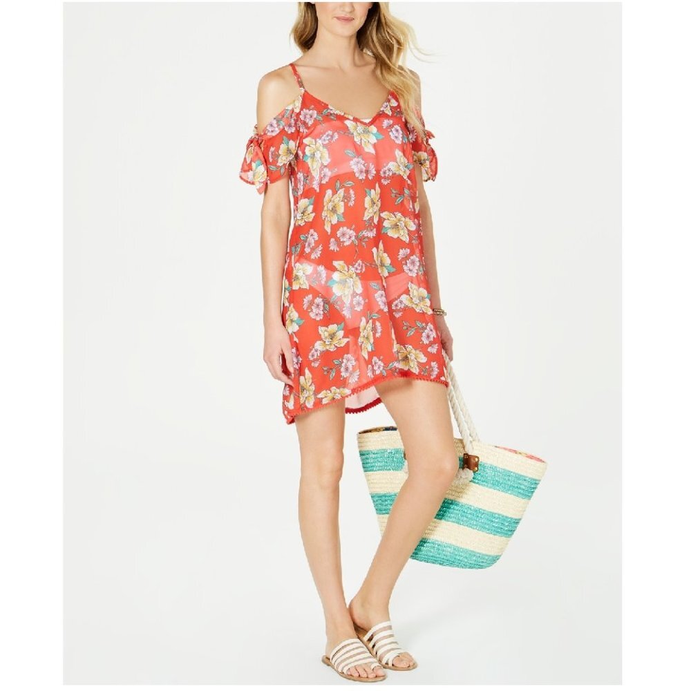 Miken Juniors' Print Cold-Shoulder Cover UP SWIM